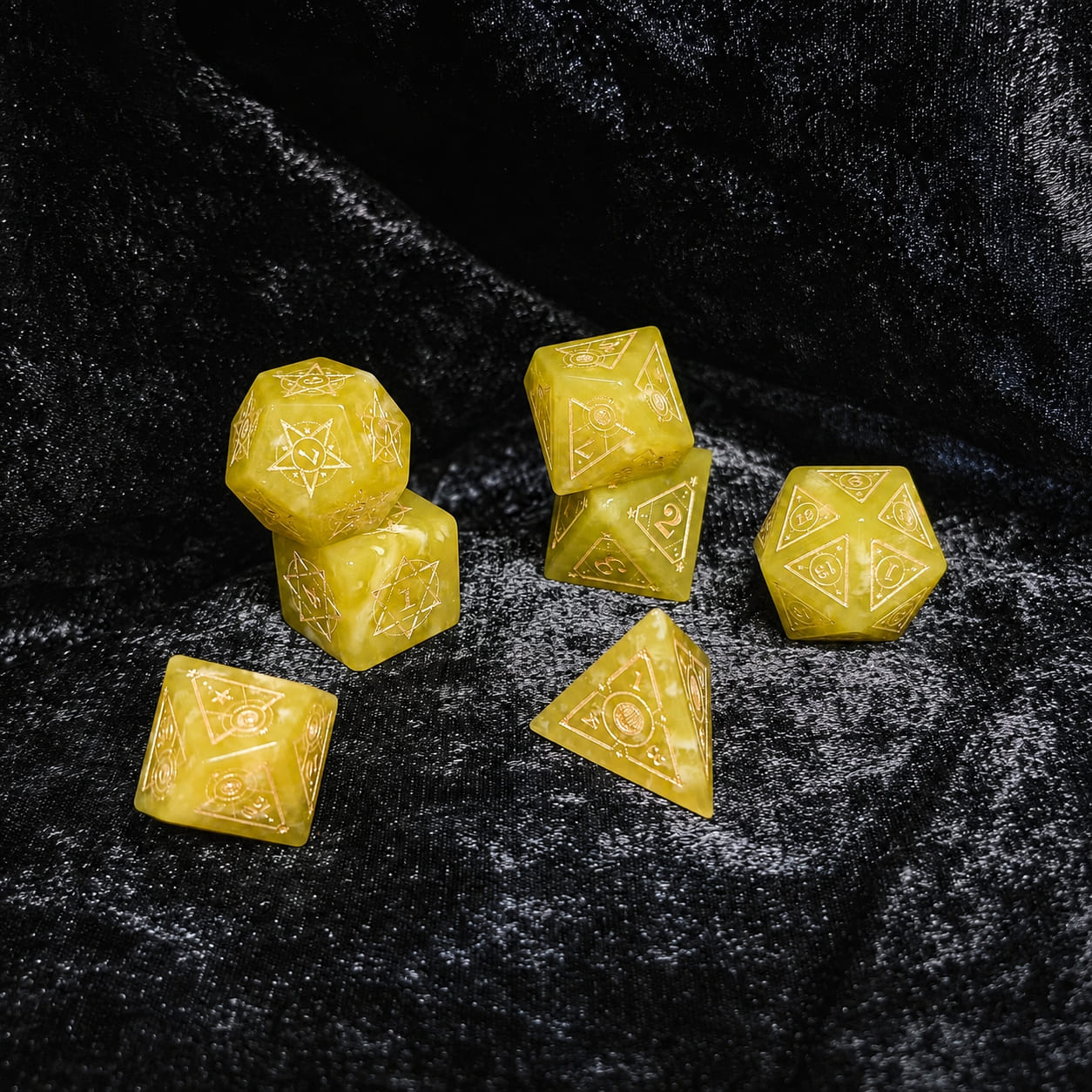 Yellow Amber Topaz Gemstone Dice Set