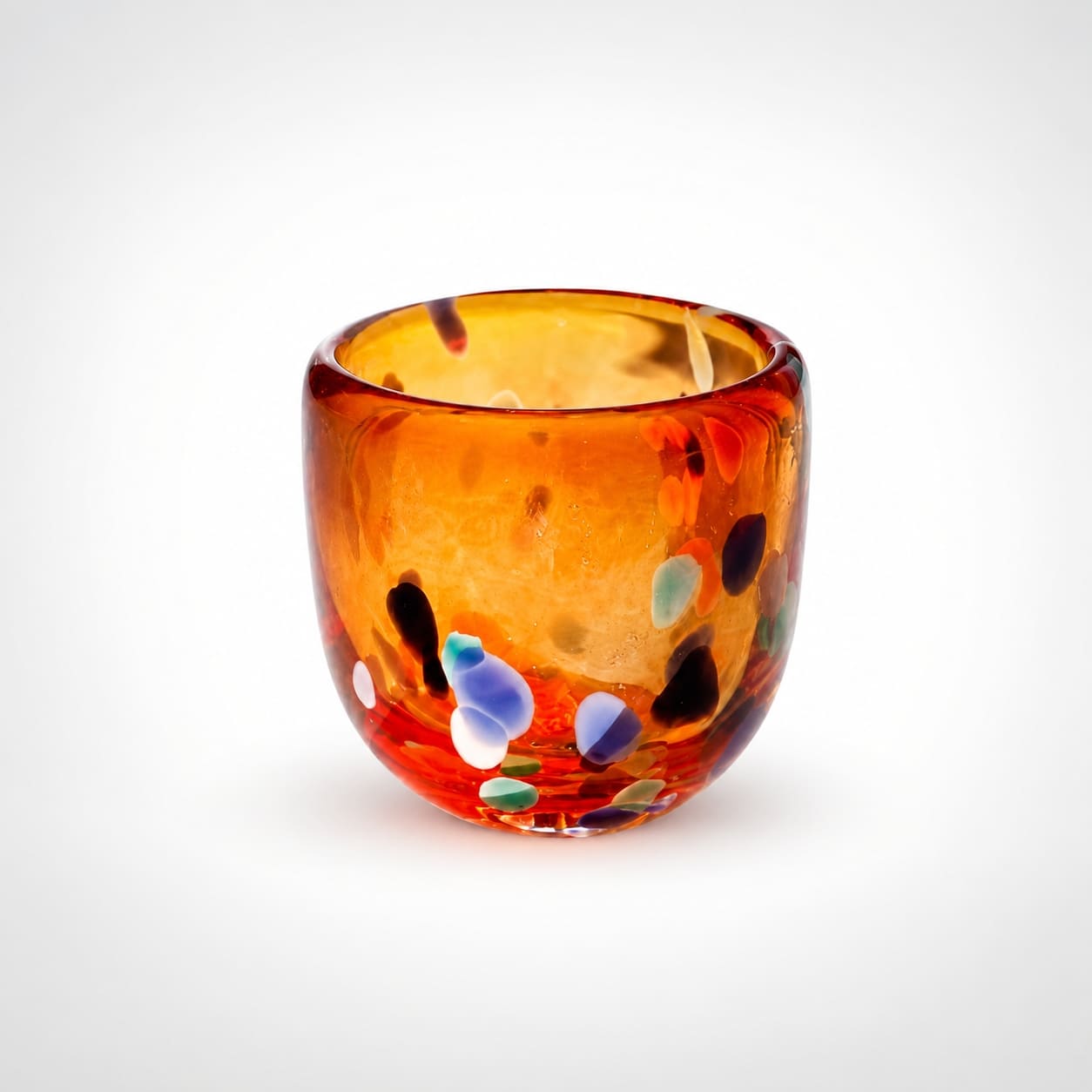 Amber Confetti Boshan Liuli Glass Cup