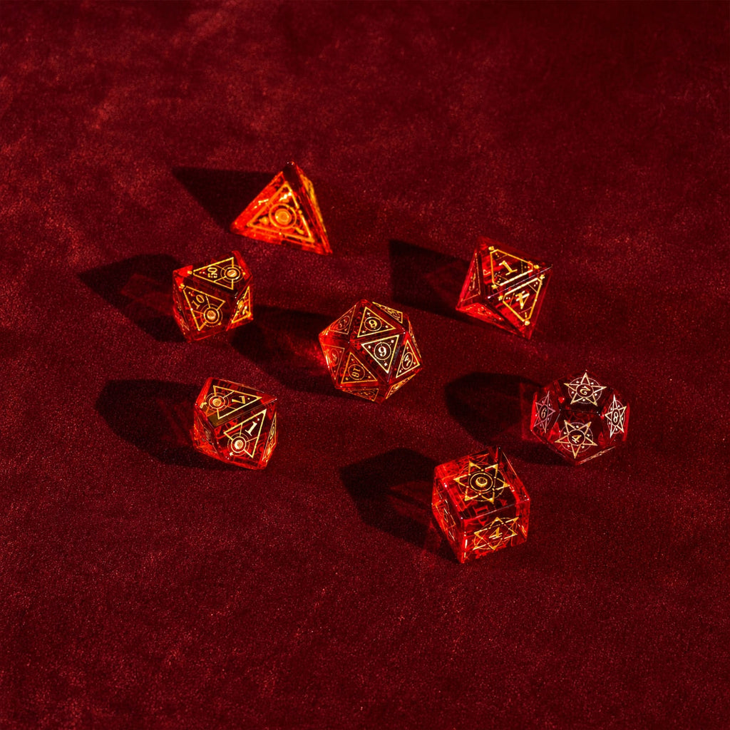 Red Garnet Gemstone Dice Set