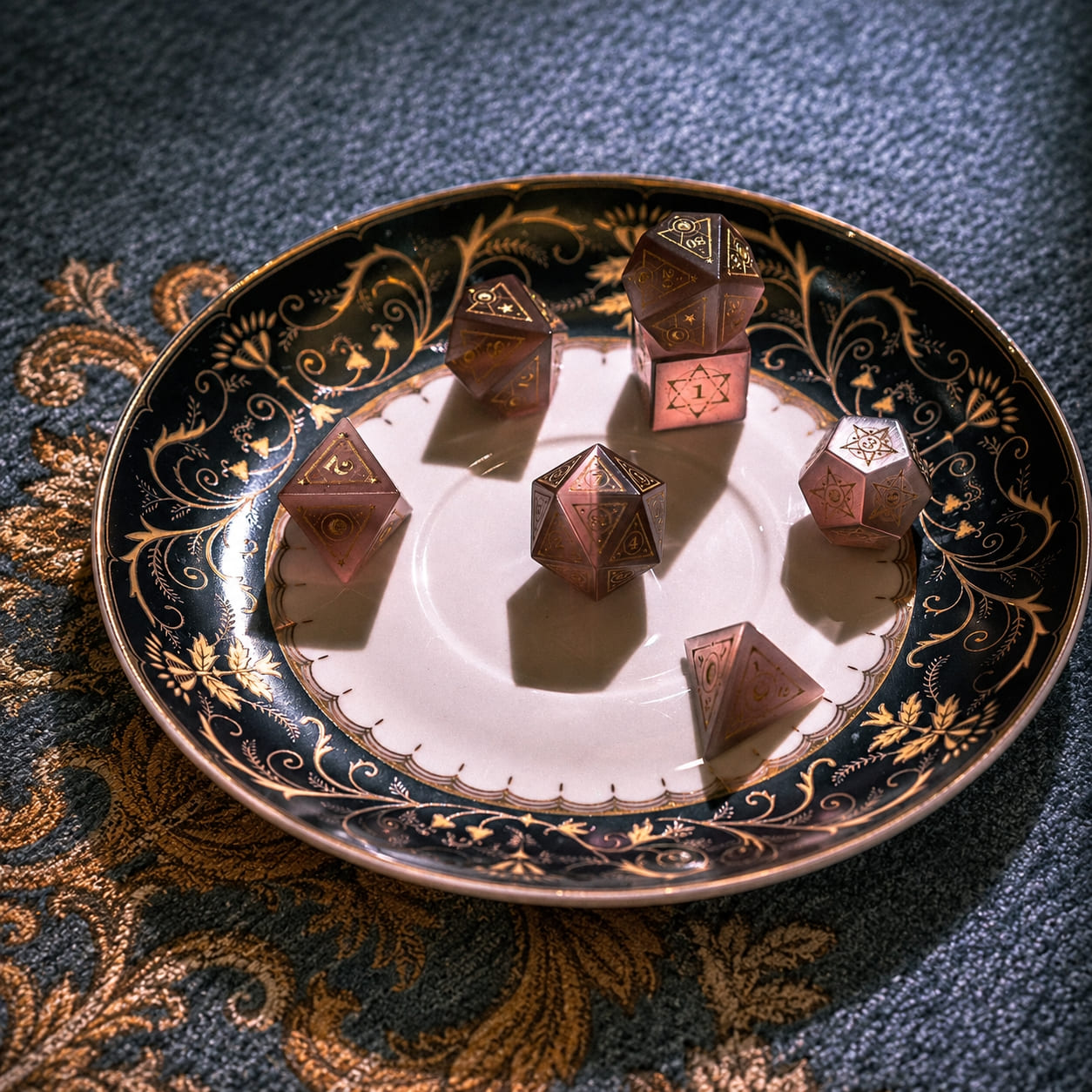Light Purple Cat's Eye Gemstone Dice Set