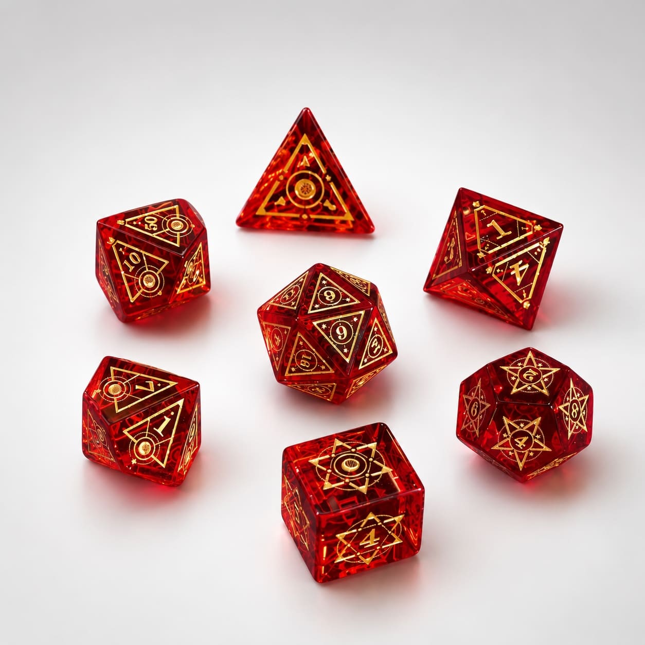 Red Garnet Gemstone Dice Set