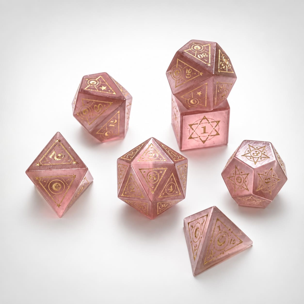 Light Purple Cat's Eye Gemstone Dice Set