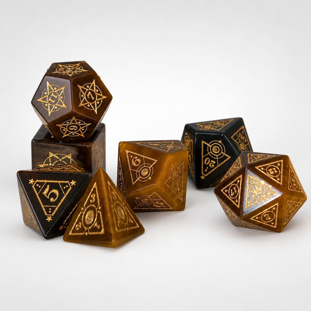 Yellow Tiger Eye Gemstone Dice Set