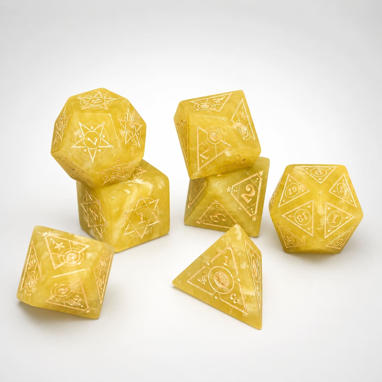 Yellow Amber Topaz Gemstone Dice Set