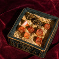 Watermelon Red Cat's Eye Gemstone Dice Set (White Gradient)