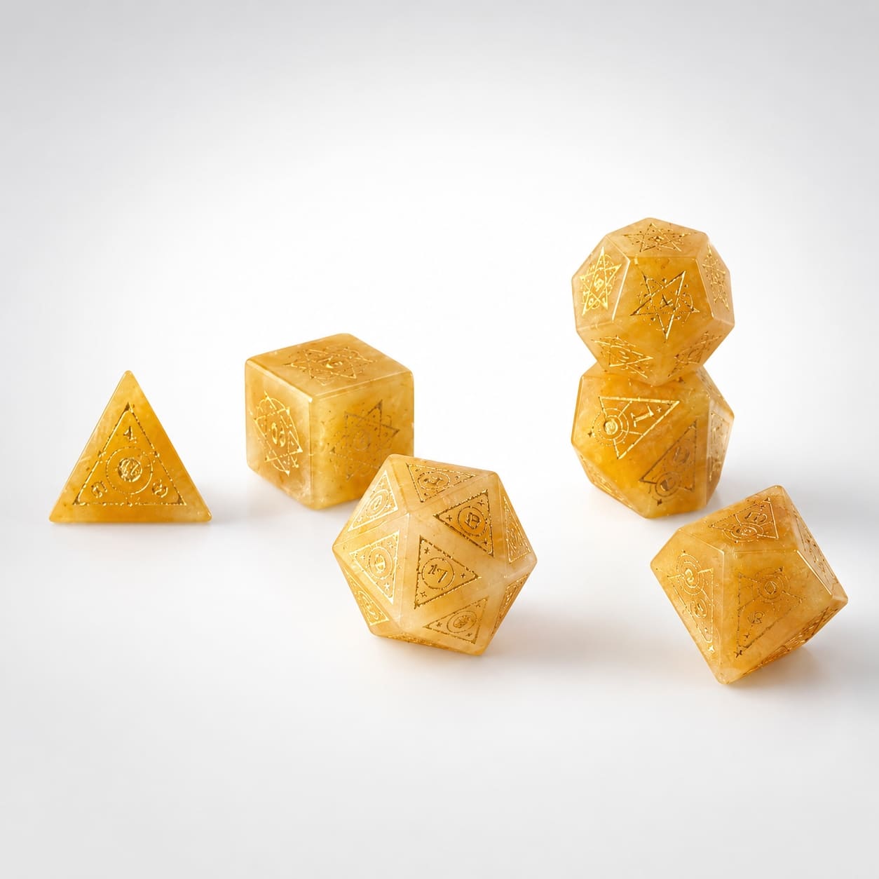 Natural Yellow Topaz Gemstone Dice Set