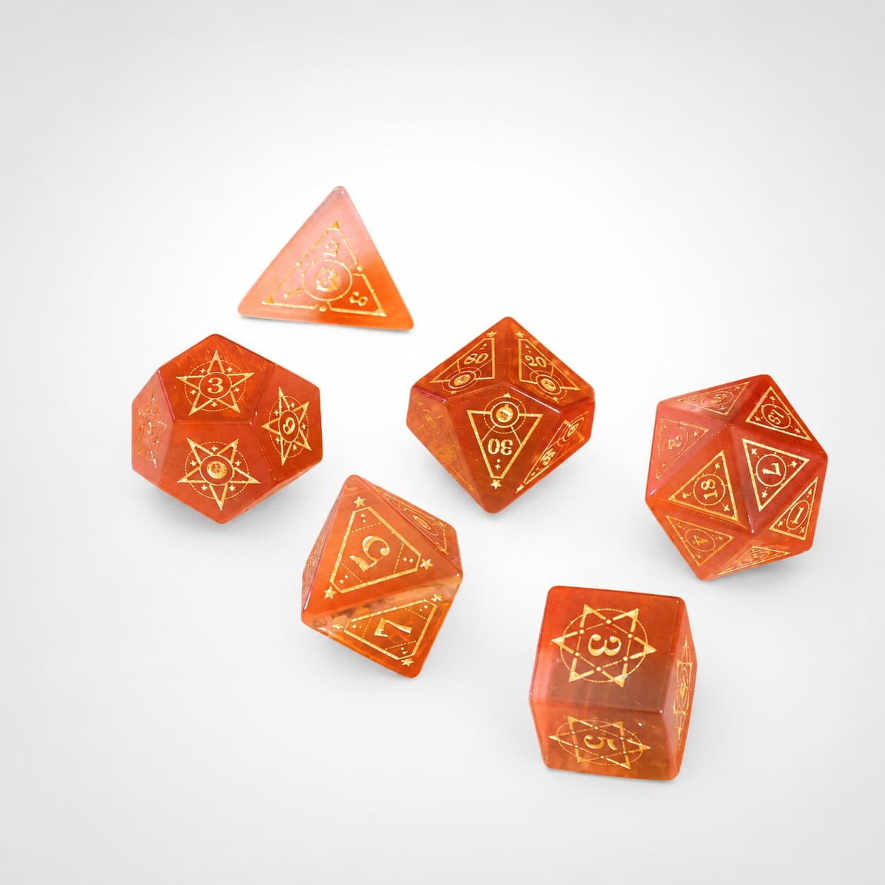 Watermelon Red Cat's Eye Gemstone Dice Set (White Gradient)